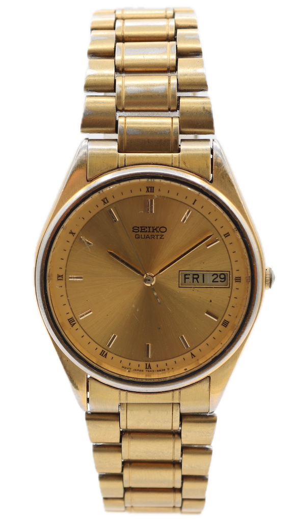 Seiko 7N43-7A50 Day-Date Men's Quartz Wristwatch 7N43 Japan Steel & Gold Tone