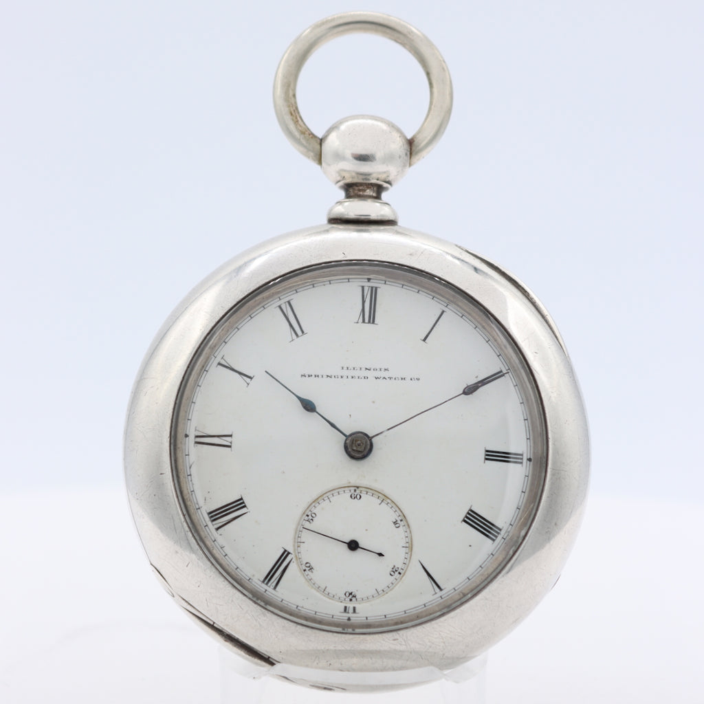 Antique 18s 1873 Illinois 4oz 7J Key Wind Pocket Watch Mason Coin Silver USA