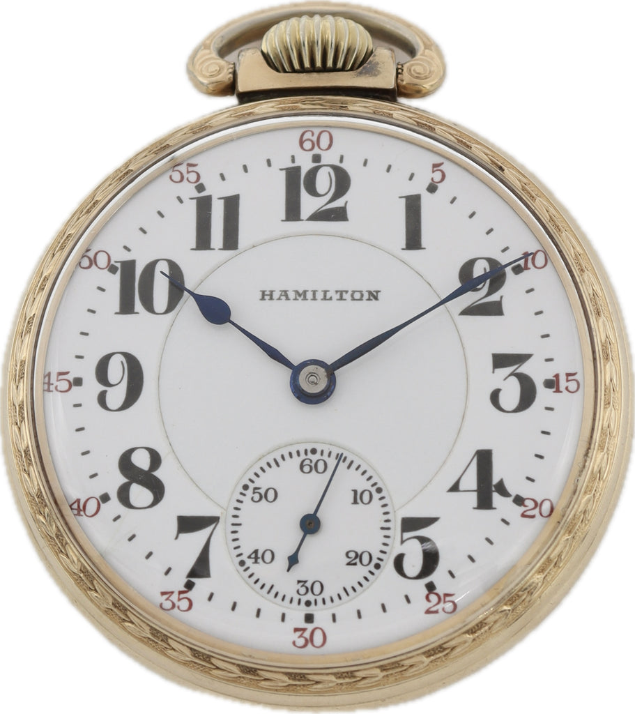 Antique 16S Hamilton Mechanical Open Face Railroad Pocket Watch 992 10k RGP