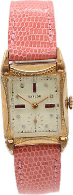 Vintage Baylor Tank Style Jeweled Dial 17 Jewel Unisex Wristwatch Swiss 10k RGP