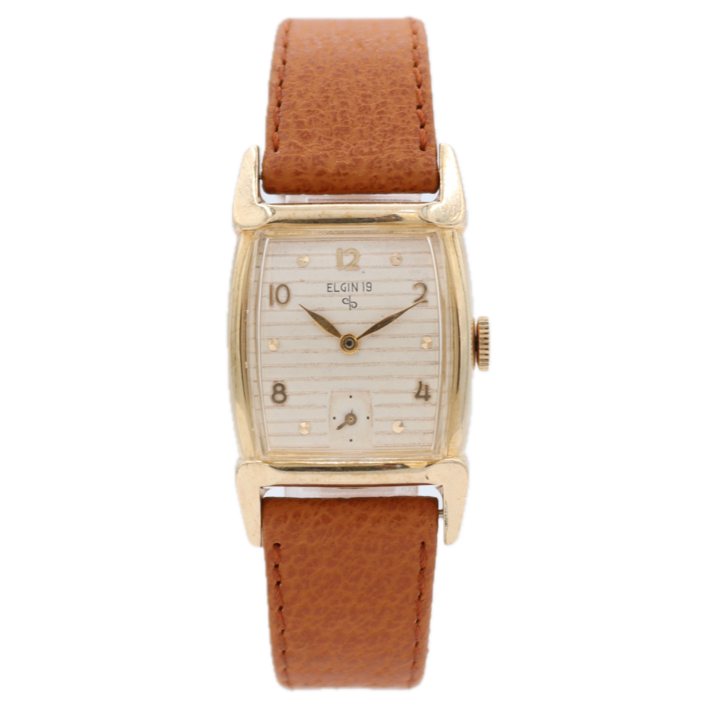 Vintage 24mm Elgin 5530 Art Deco 19J Men's Mechanical Wristwatch 671 USA 10k GF