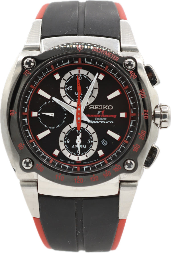 44mm Seiko SNA749 Honda Racing Team Men's Quartz Chronograph Wristwatch 7t62