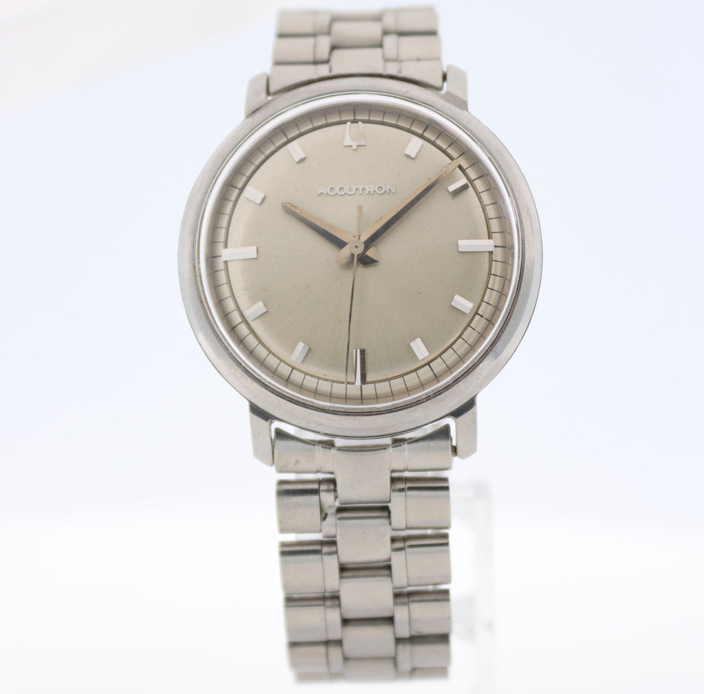 Vintage 1963 Accutron Sunburst Men's Tuning Fork Wristwatch 214 USA Steel