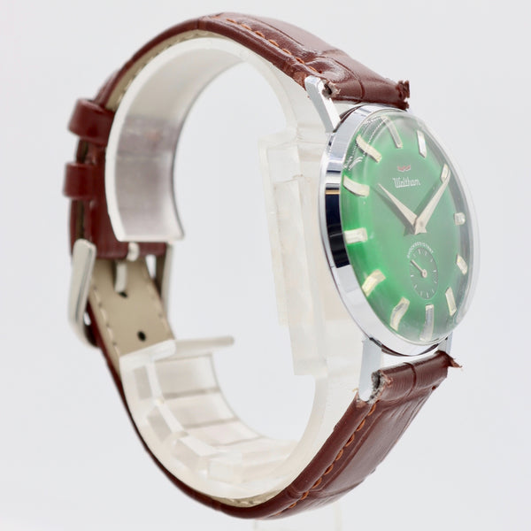 Vintage 34mm Waltham Emerald Dial Men's Mechanical Wristwatch AS 1890 Running