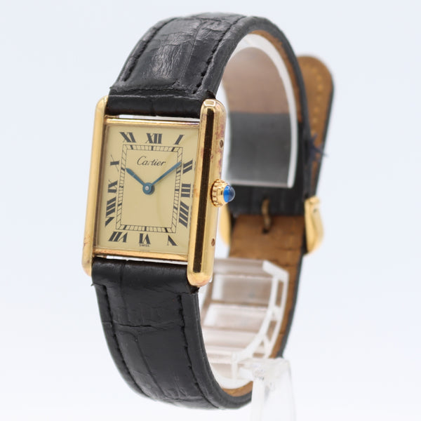 Vintage Cartier 6 81006 Tank Vermeil Men's Quartz Wristwatch Swiss Gold Plated
