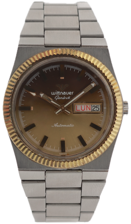 Vintage Wittnauer Fluted Day Date Men's Automatic Wristwatch ETA 2790-1 Swiss