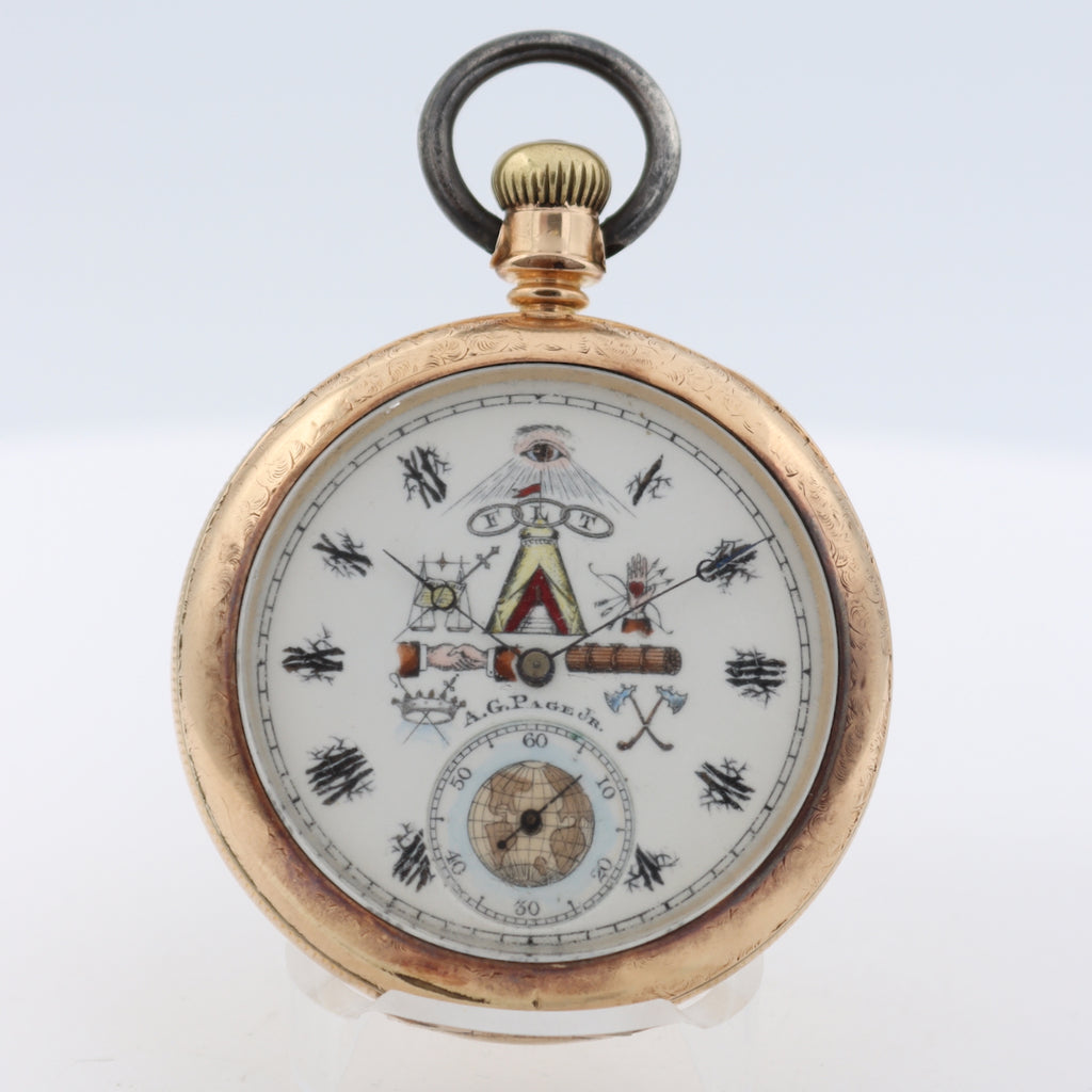 Antique 18s Elgin Odd Fellows FLT Mechanical Pocket Watch 93 Gold FIlled