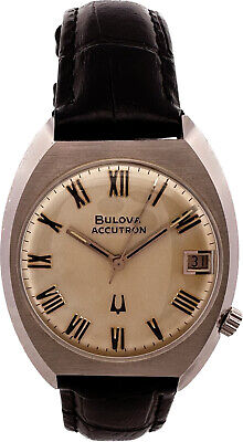 Vintage Bulova Accutron Men's Tuning Fork Wristwatch 218 Steel Roman NumeralDial