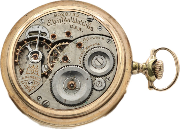 Antique 12 Size 1901 Elgin Mechanical Open Face Pocket Watch Grade 189 14k GF