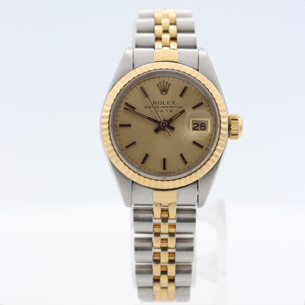 Vintage 1984 Rolex 6917 Oyster Perpetual Date Ladies Wristwatch Swiss Two Tone