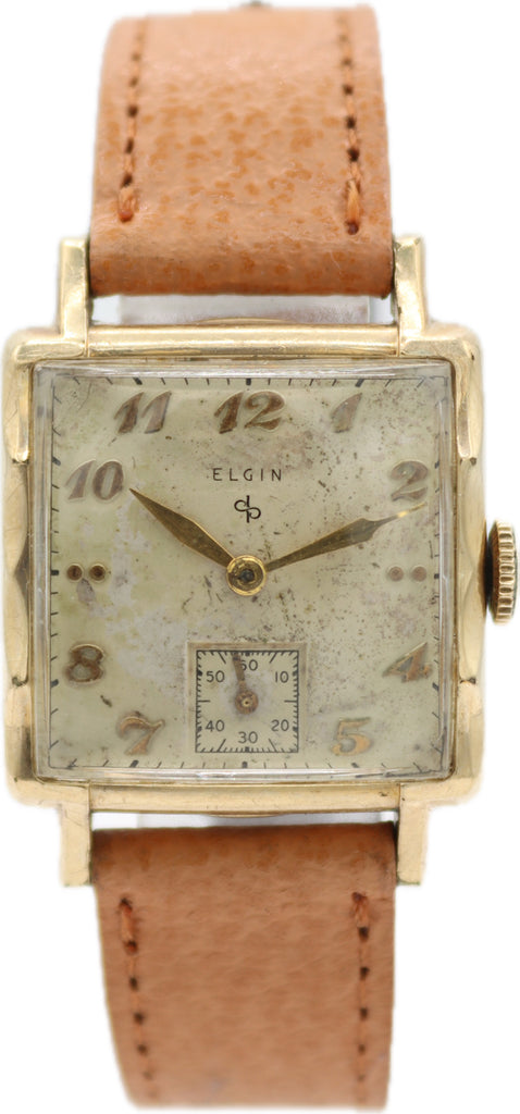 Vintage Elgin 6727 Men's Mechanical Wristwatch 554 10k Rolled Gold Plated Deco