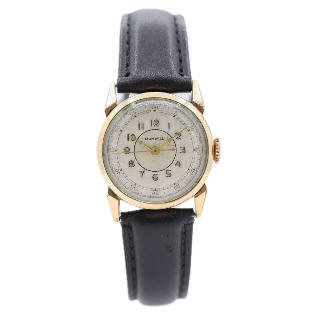 Vintage 25mm Munwill Gold Hands Ladies Mechanical Wristwatch Swiss Two Tone