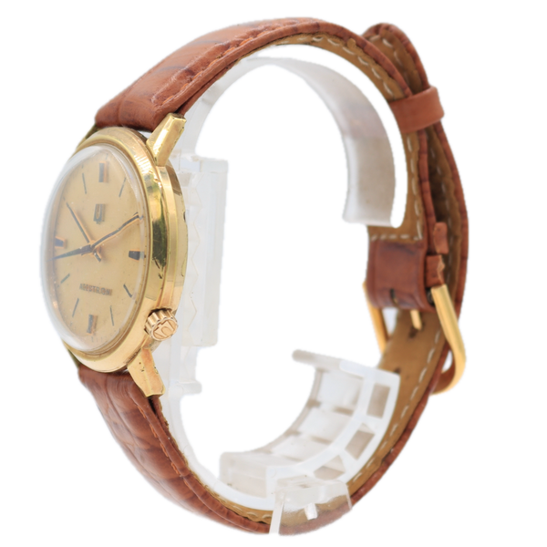 Vintage 34mm Accutron Frosted Dial Men's Tuning Fork Wristwatch 218 10k RGP
