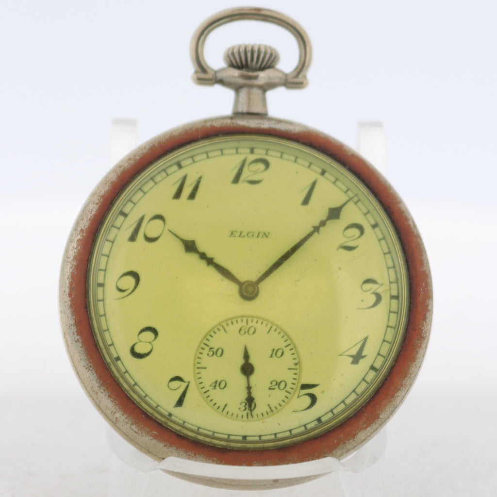 Antique 12 Size Elgin 7 Jewel Mechanical Pocket Watch 303 Silverode USA