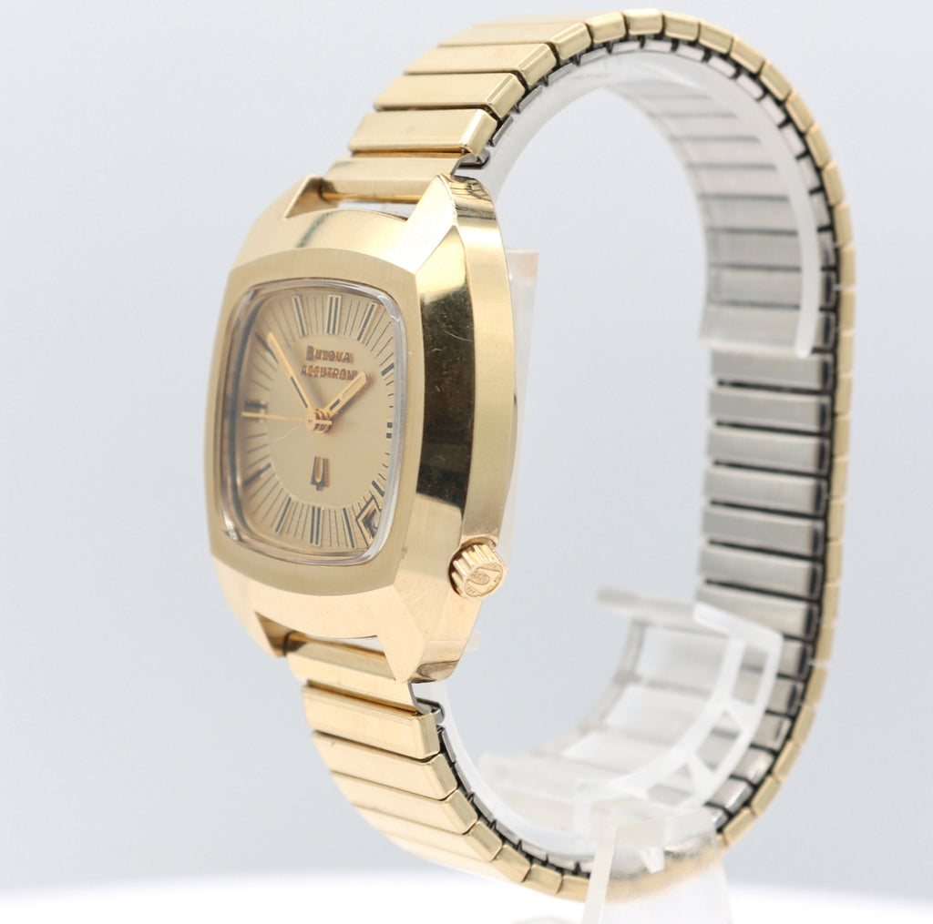 Vintage 37mm 1974 Bulova Accutron Men's Tuning Fork Wristwatch 218