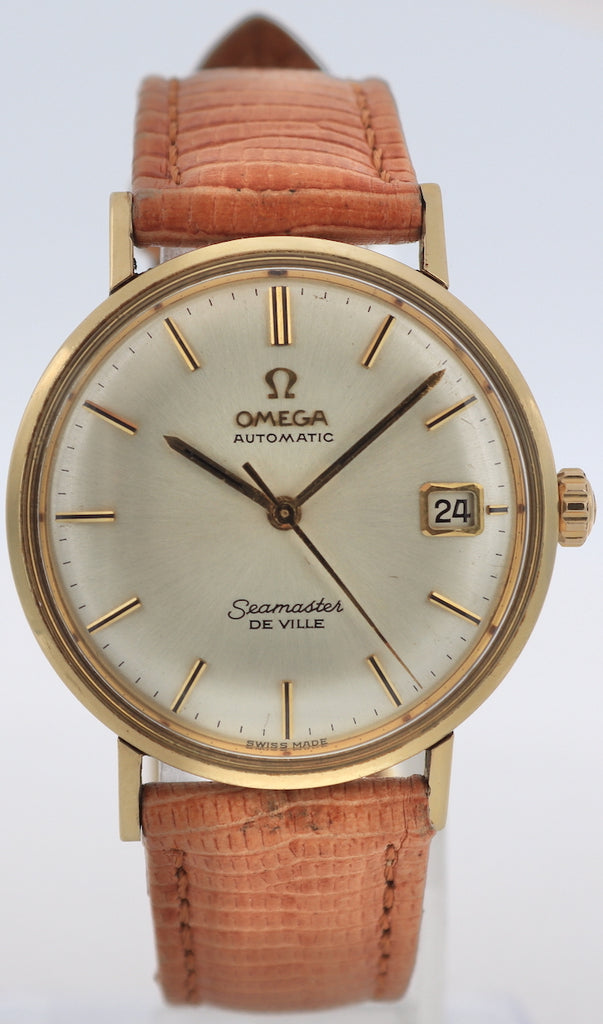 Vintage Omega Seamaster DeVille Date Men's Automatic Wristwatch 14k Gold Capped