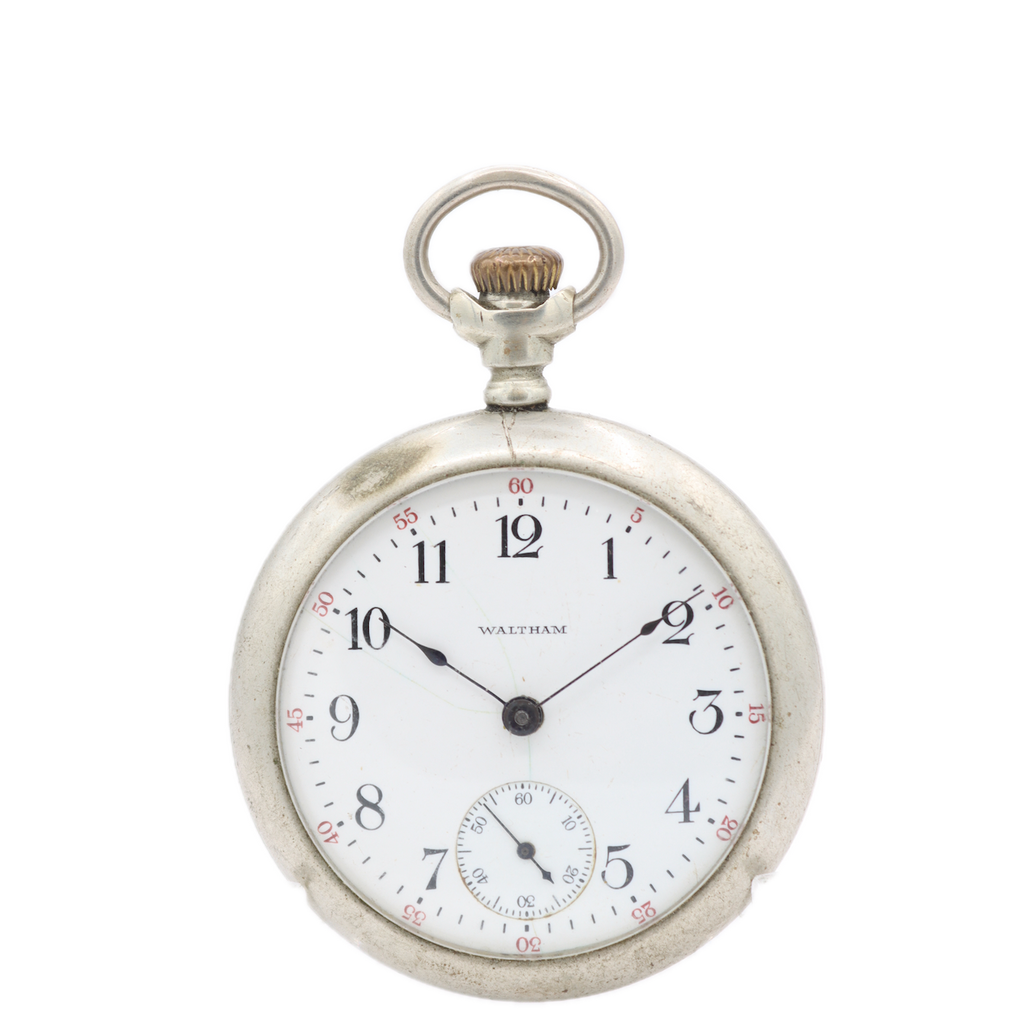 Antique 18s 1916 Waltham 15 Jewel Mechanical Pocket Watch No. 820 Silverine