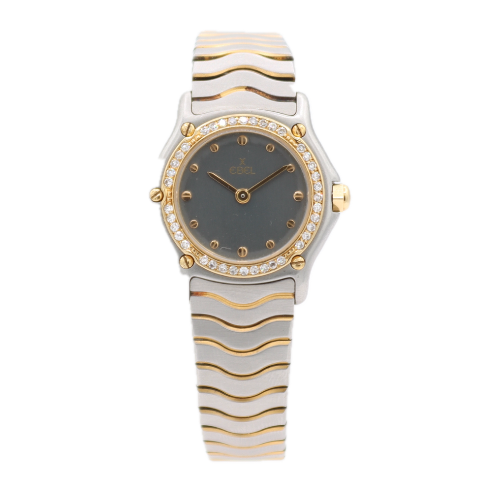 Vintage 24mm Ebel Diamond Bezel Ladies Quartz Wristwatch Swiss 18k Gold & Steel