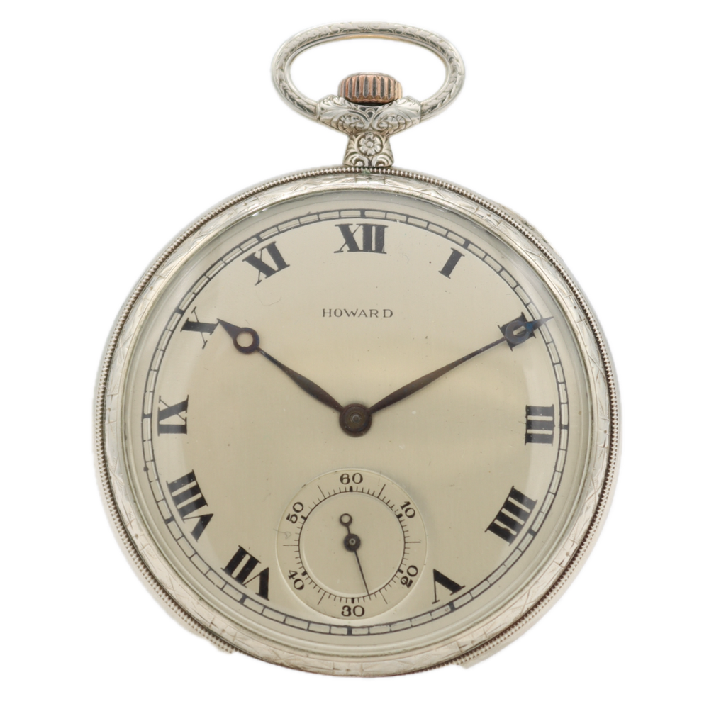 Antique Howard Roman Dial Pinstripe Mechanical Pocket Watch Series 7 14k GF