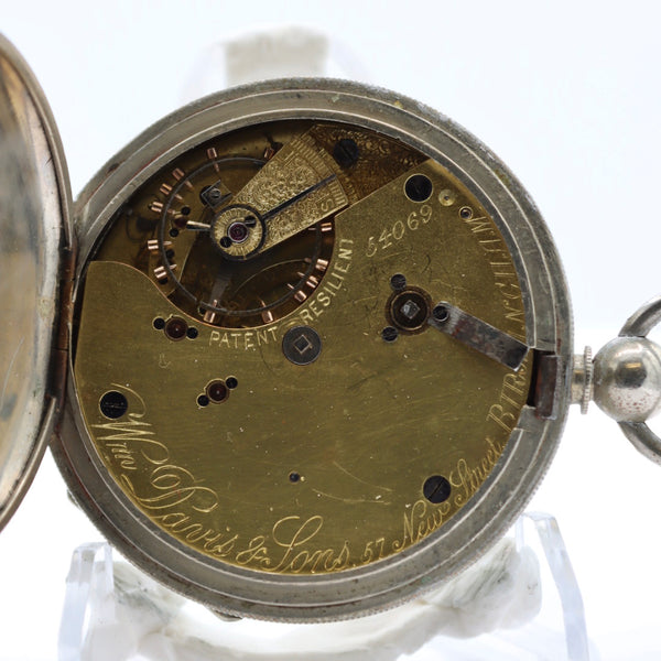 Antique William Davis & Son Wind Indicator Key Wind Fusee Pocket Watch Nickel