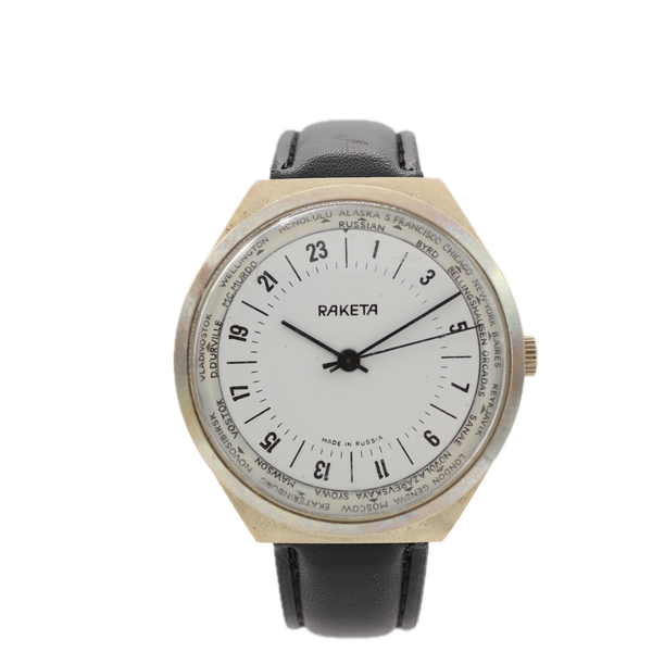 Vintage Raketa World Time Indicator Men's Mechanical Wristwatch