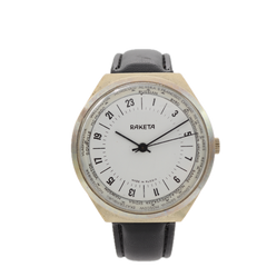 Vintage Raketa World Time Indicator Men's Mechanical Wristwatch