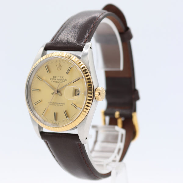 Vintage 36mm 1984 Rolex 16013 Datejust Men's Automatic Wristwatch Champagne