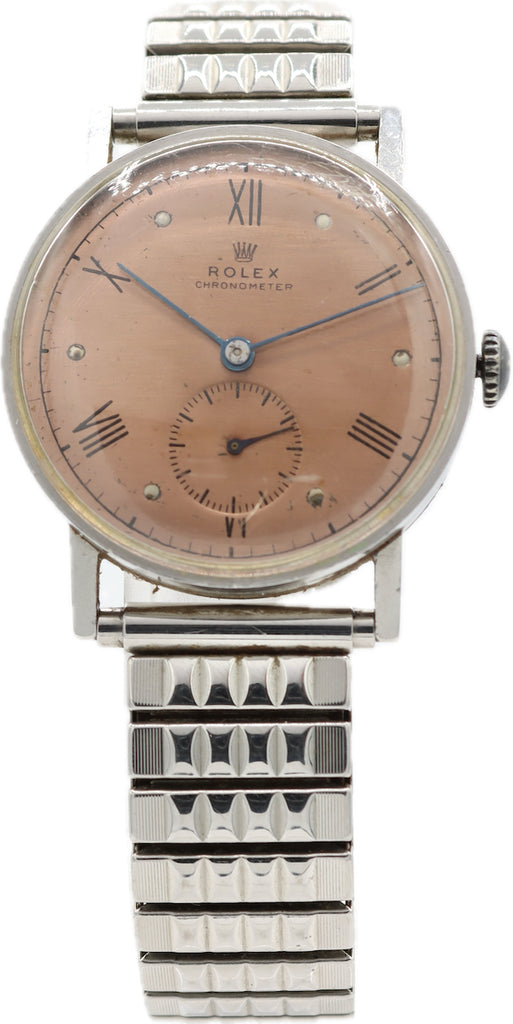 Vintage 32.5mm Rolex Chronometer Men's Mechanical Wristwatch 700 Steel Salmon