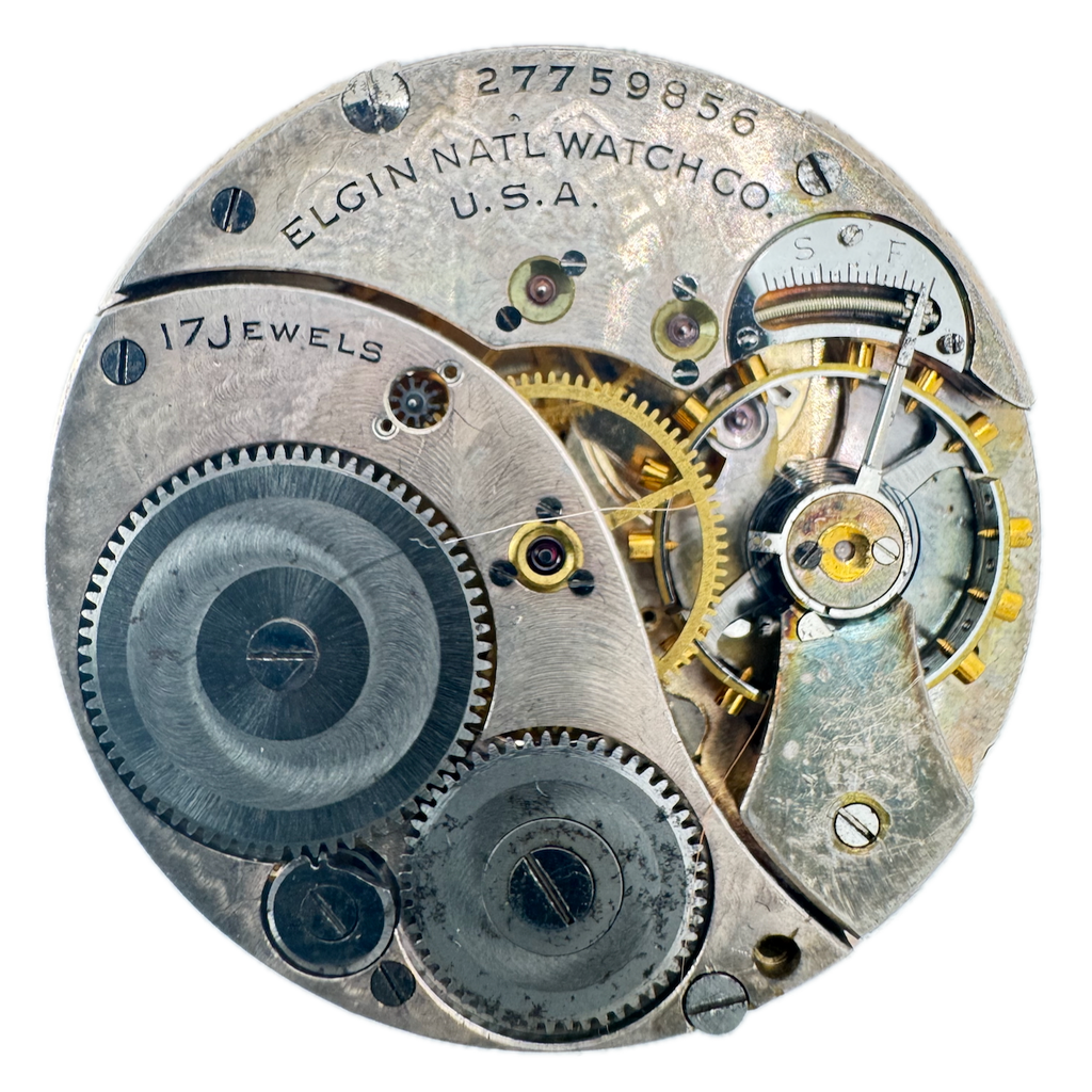 Antique 12s 1925 Elgin 17 Jewel Mechanical Pocket Watch Movement 345 USA