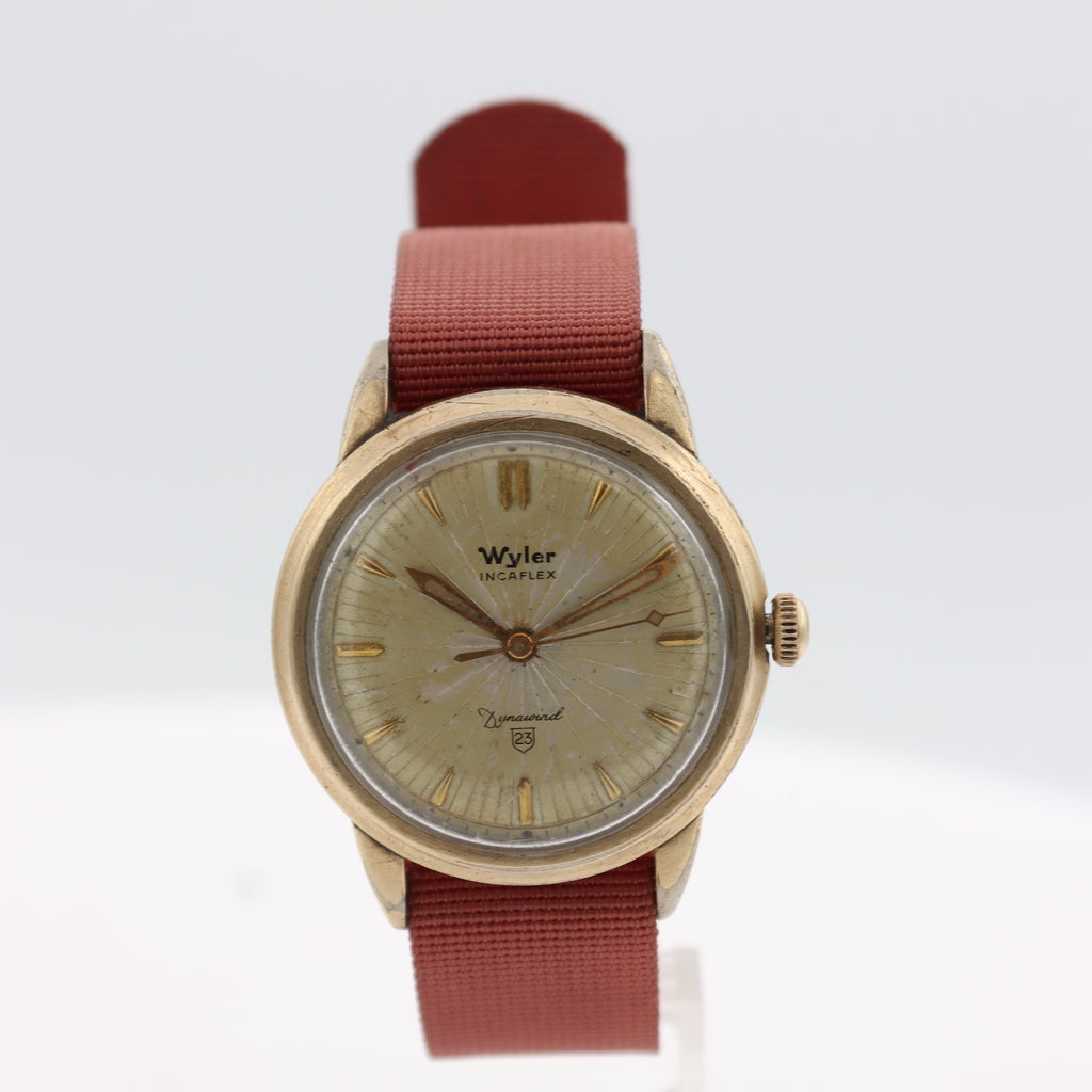 Vintage Wyler 1191 Sunburst Men's Automatic Wristwatch Swiss Gold FIlled