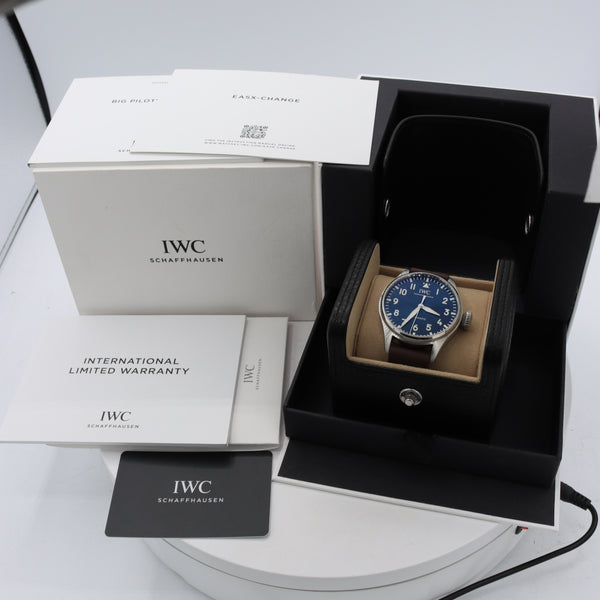 IWC IW329304 Blue Big Pilot Men's Automatic Wristwatch 82100 Steel Full Kit