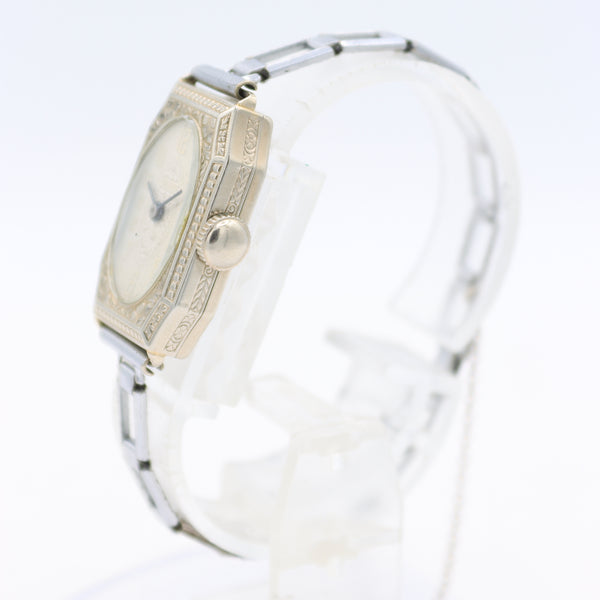 Vintage Gruen 153/57 Art Deco Ladies Mechanical Wristwatch 153 14k White GF