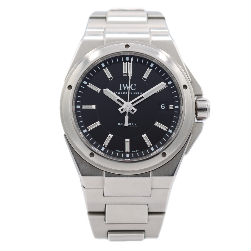 40mm IWC 3239-02 Ingenieur Black Men's Automatic Wristwatch Swiss Steel W/ Case