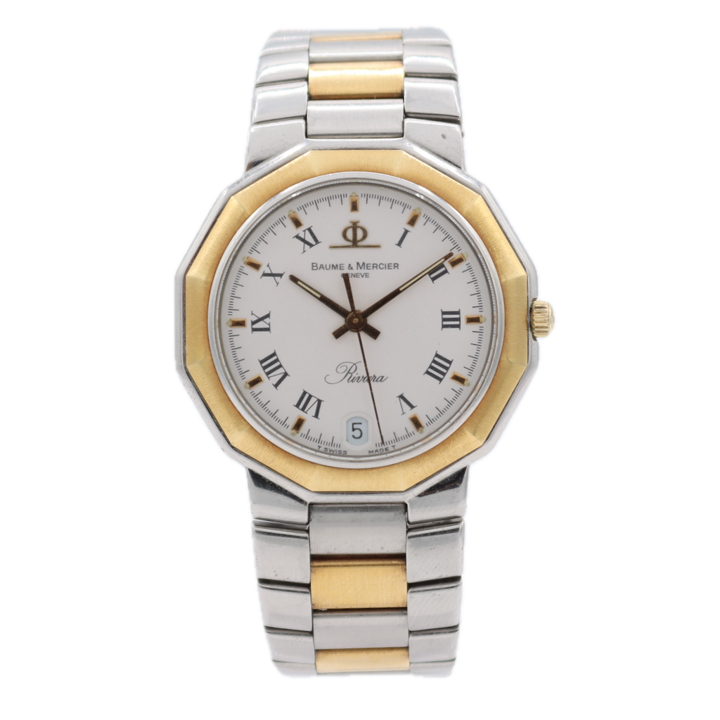 Vintage Baume & Mercier 5131 Riviera Unisex Quartz Wristwatch Swiss Steel & 18k