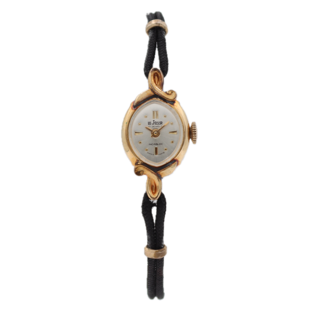 Vintage Le Jour Cocktail Ladies Mechanical Wristwatch AS 1677 Swiss 10k RGP NOS