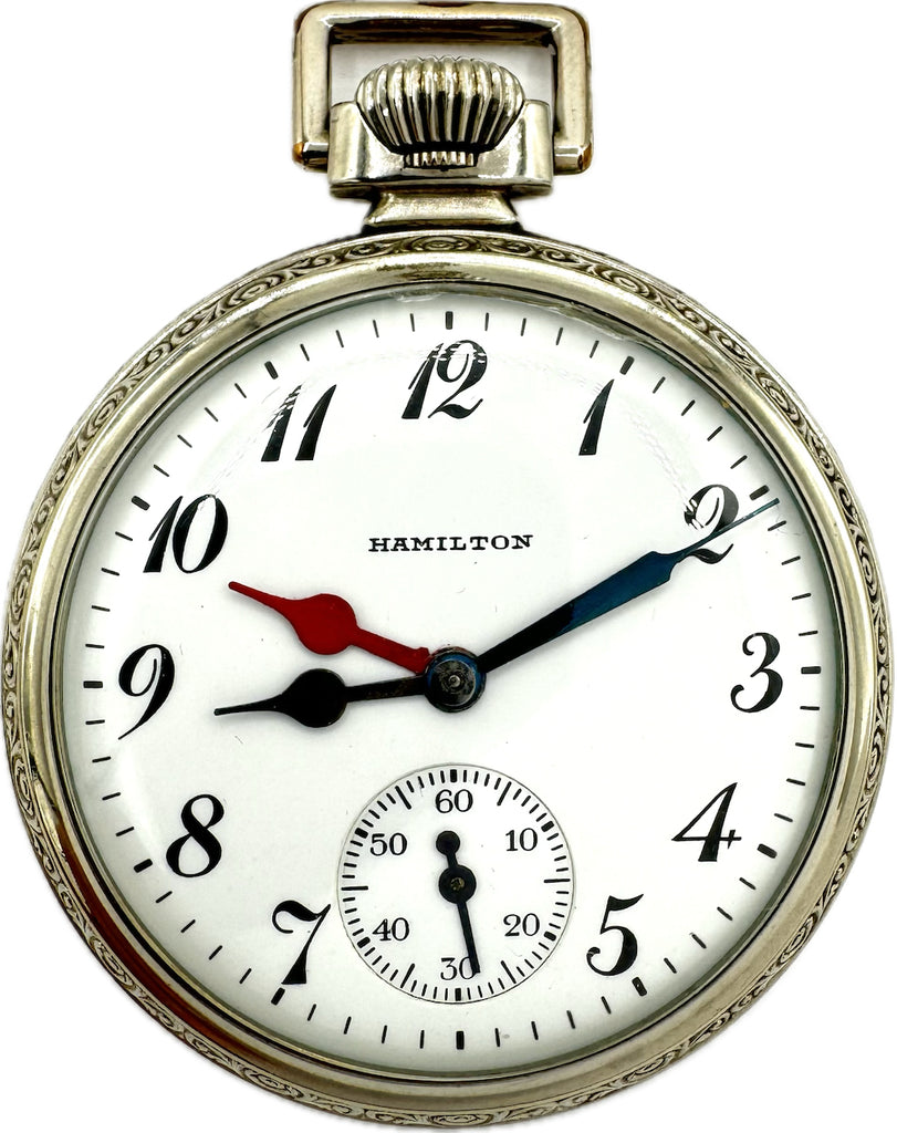 Antique 16S Hamilton Double Hour Hand Railroad Pocket Watch 974 Base Metal