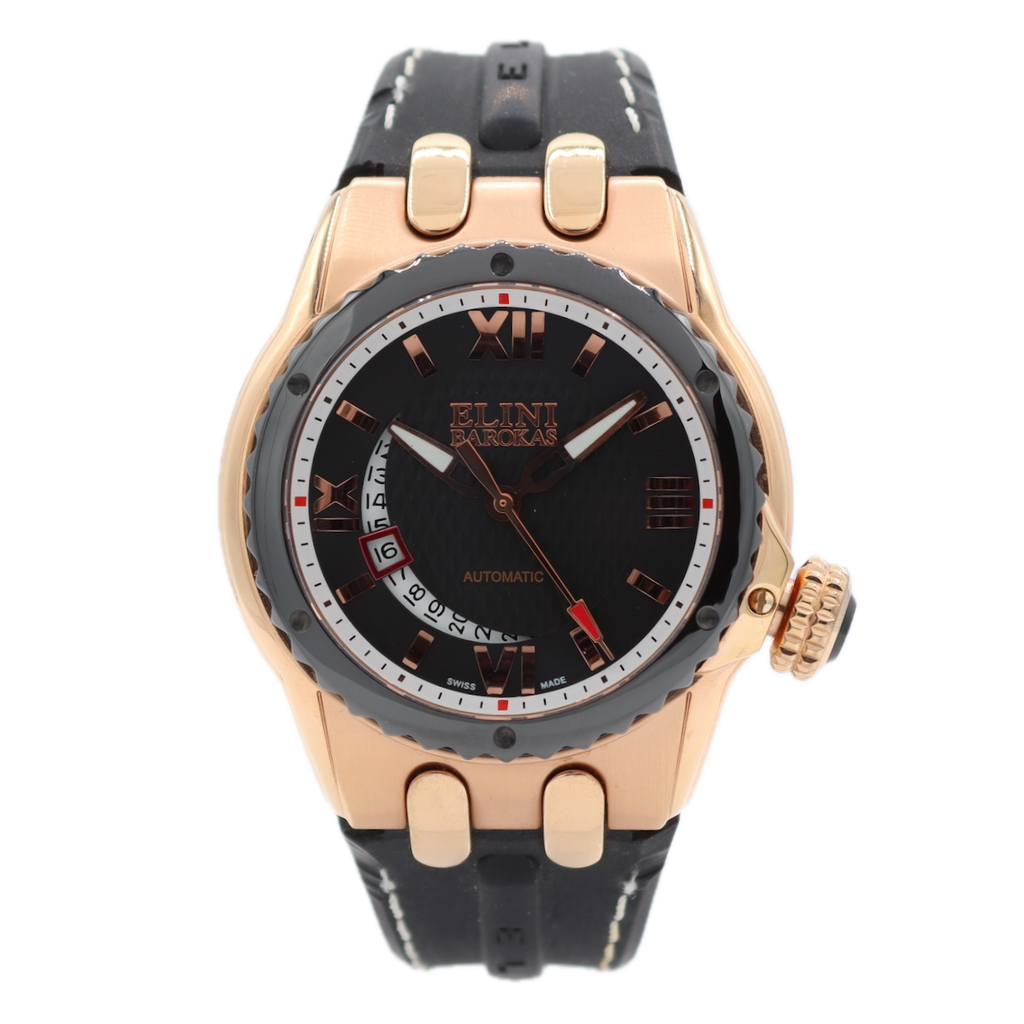 46mm Elini Barokas Genesis Vision Men's Automatic Wristwatch Gold Tone Roman