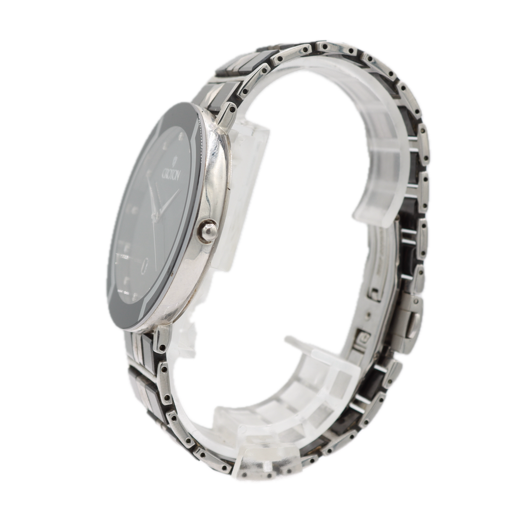 Croton CR307996 Black & Diamond Date Men's Quartz Wristwatch