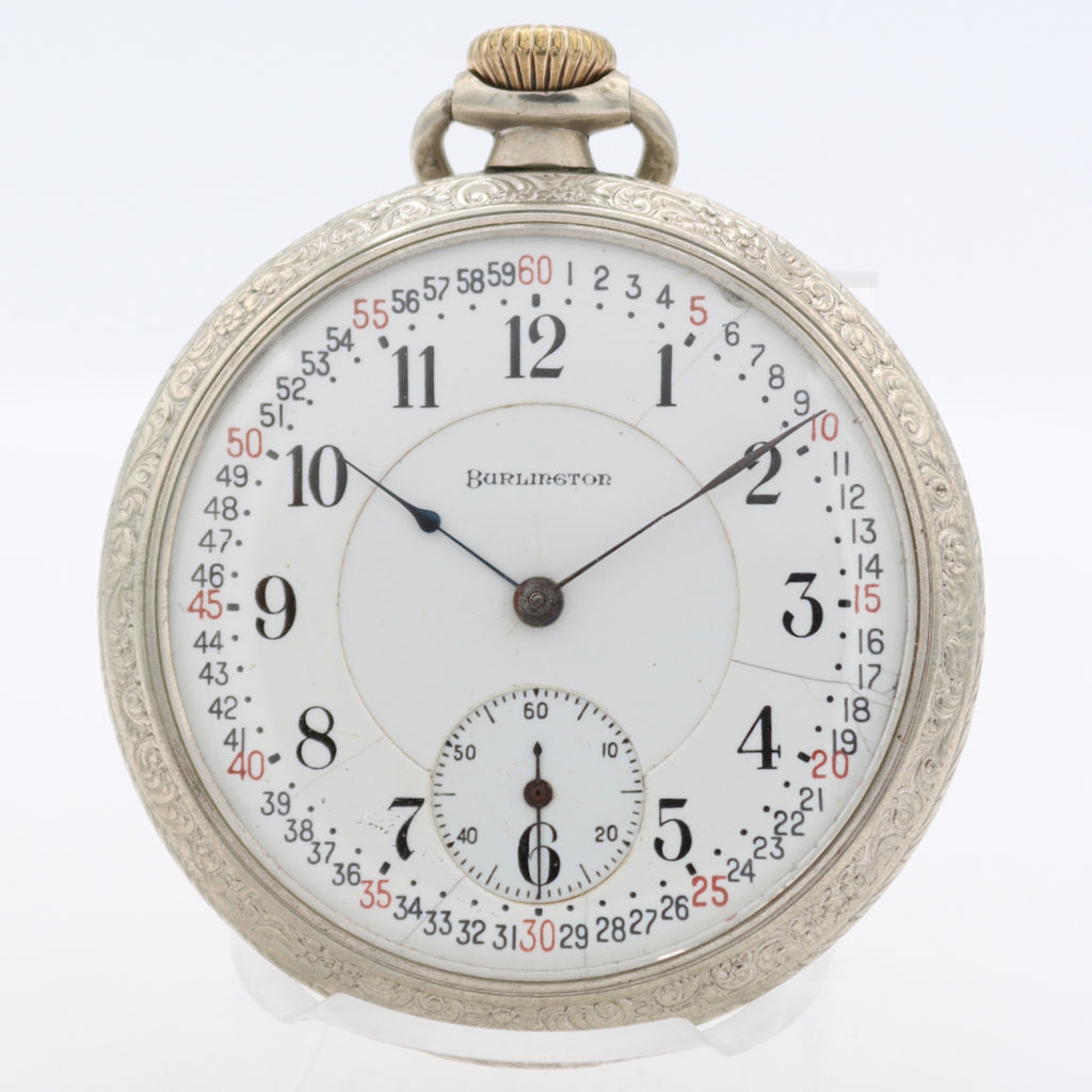 Antique 16s 1916 Burlington 19j Mechanical Pocket Watch 106 Silveroid USA