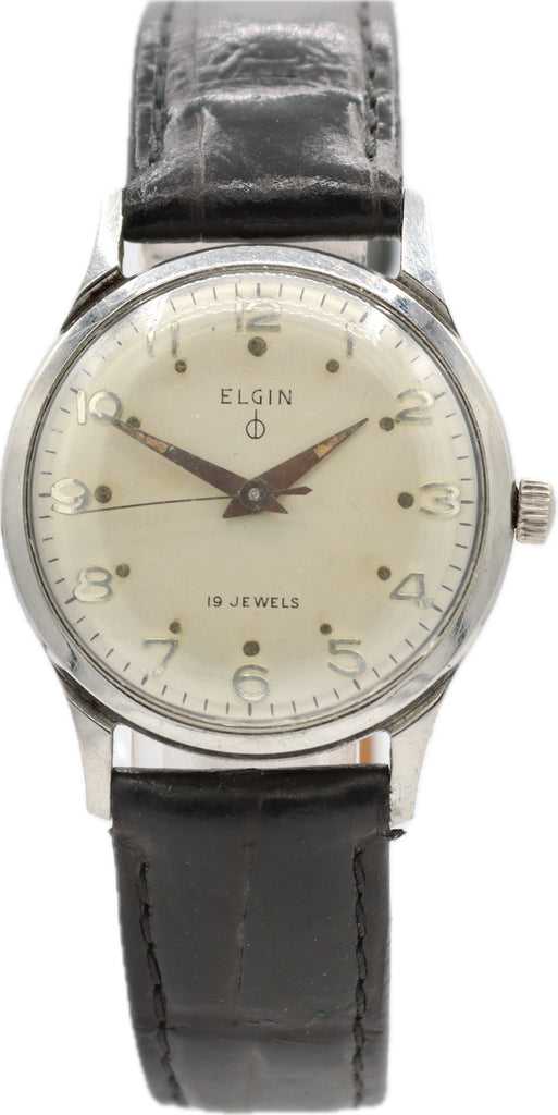 Vintage 29mm Elgin Dura Power 19 Jewel Men's Mechanical Wristwatch USA Steel