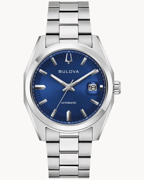 39mm Bulova 96B436 Surveyor Blue Men's Automatic Wristwatch Steel Sophisticated