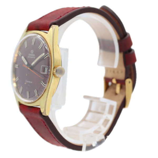 1968 Omega 166.041 Burgundy Men's Automatic Wristwatch 565 Swiss Gold Plated