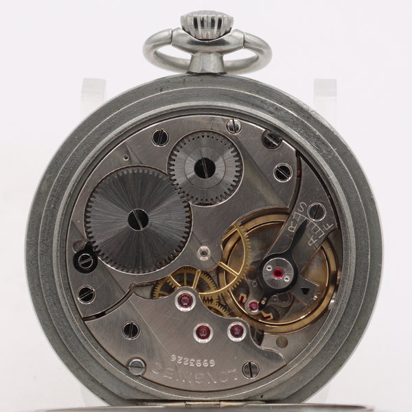 Vintage 48mm 1945 Longines Military Style Mechanical Pocket Watch 37.93 Steel