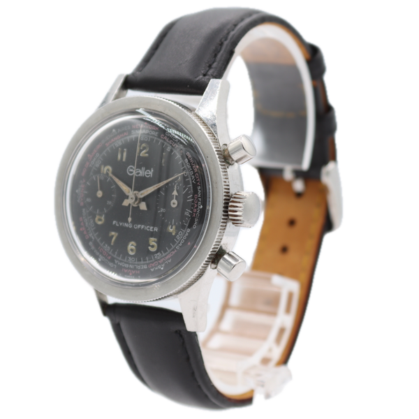 Vintage Gallet Flying Officer Men's Chronograph Wristwatch Landeron 149 Steel