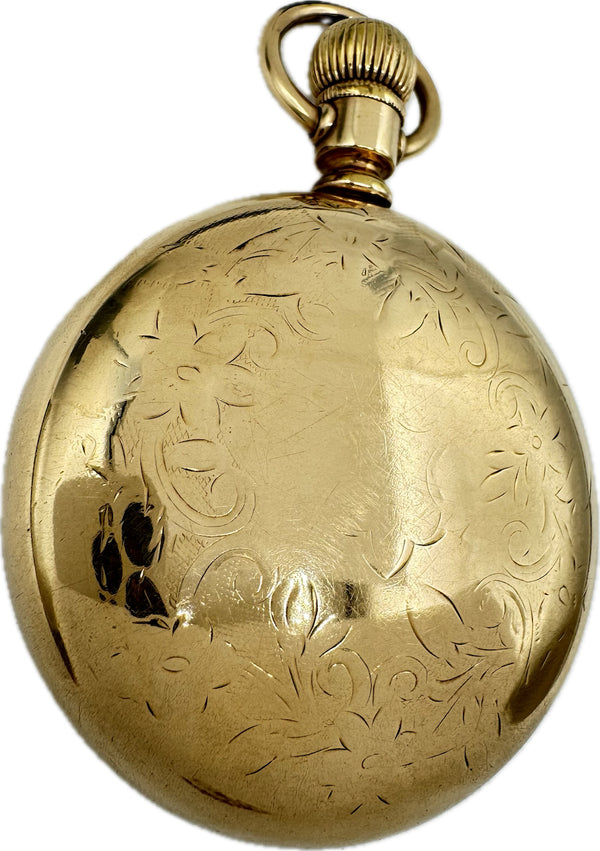 Antique 18 Size Columbus Watch Co Two-Tone Mechanical Pocket Watch Gold Filled