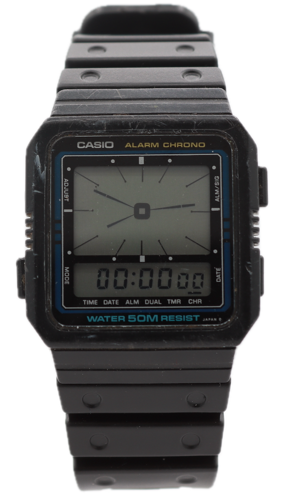 Vintage Casio AE-9W Ana Digi Alarm Chrono Men's Digital LCD Wristwatch Japan