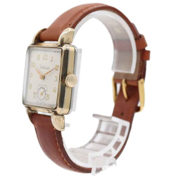 Vintage 28.5mm Waltham Square Dial 17J Men's Mechanical Wristwatch USA 10k RGP