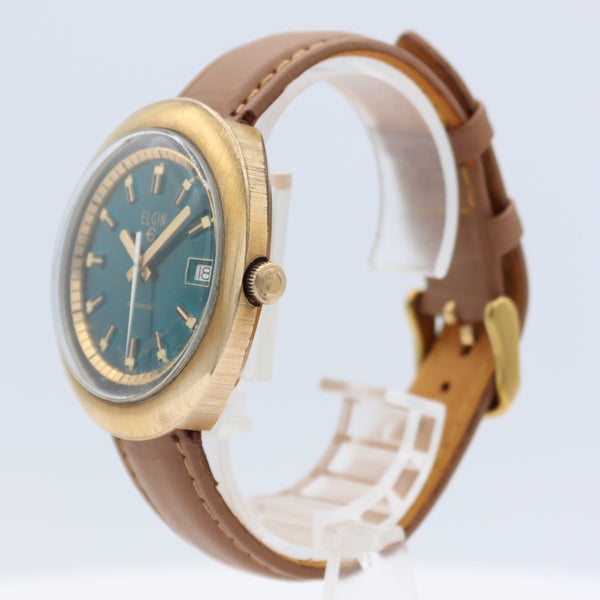 Vintage39.5mm Elgin Blue Dial Men's Automatic Wristwatch351/A. Schild 1983 Swiss
