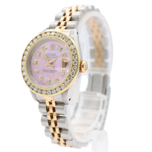 Rolex 69173 Datejust Ladies Automatic Wristwatch 18kGold Aftermarket Dial Bezel