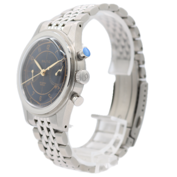 38mm Baltic Bicompax 002 Men's Chronograph Wristwatch ST1901 France SteelBlue
